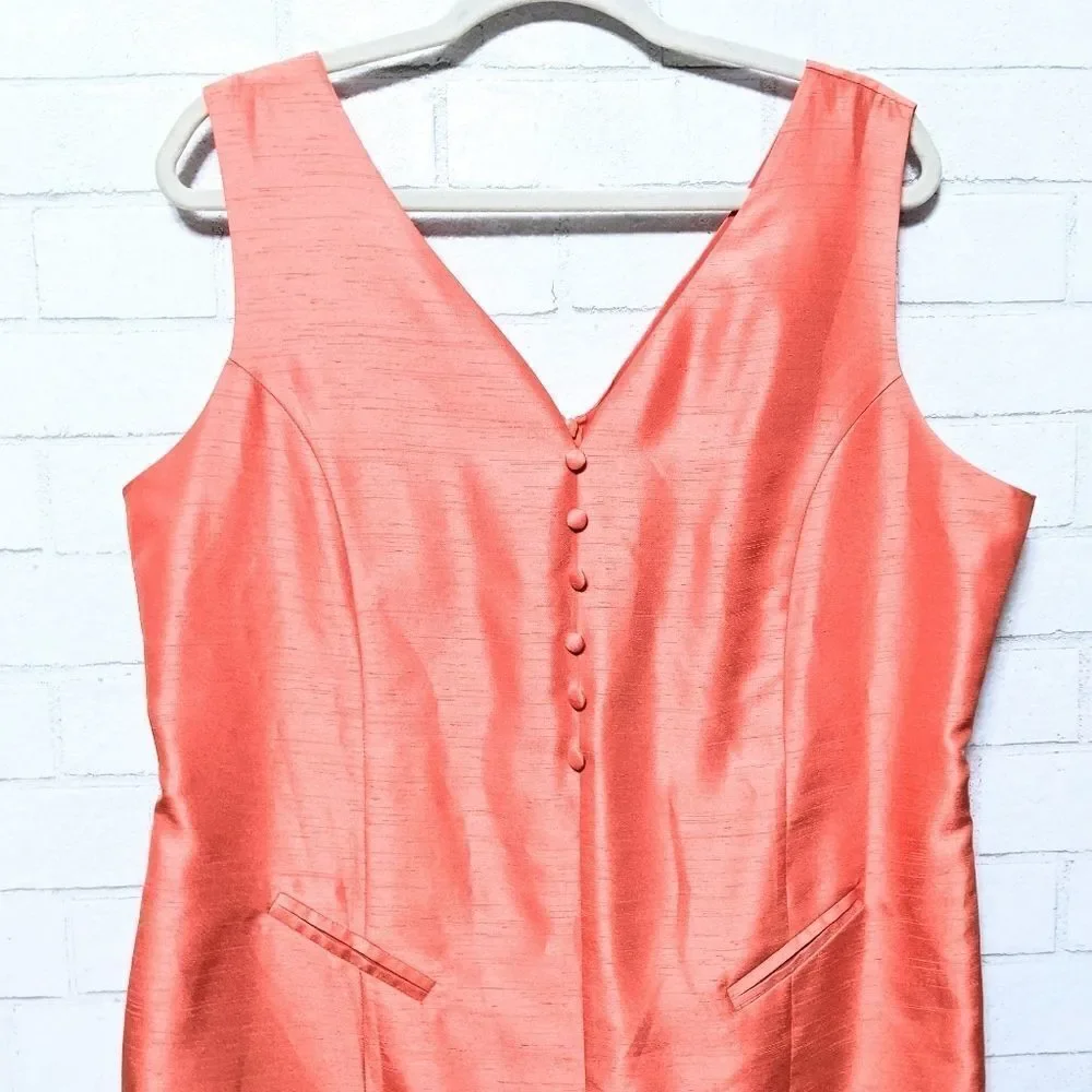 UJA UN JOUR AILLEURS Orange Coral Sheath Dress 16 - Picture 2 of 9